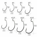 Kaida WM016 Black Nickel Bass Worm Fishing Hooks Size 2/0