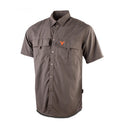 Wildebees Mens Casual Short Sleeve Vented Tech Nylon Shirt Charcoal